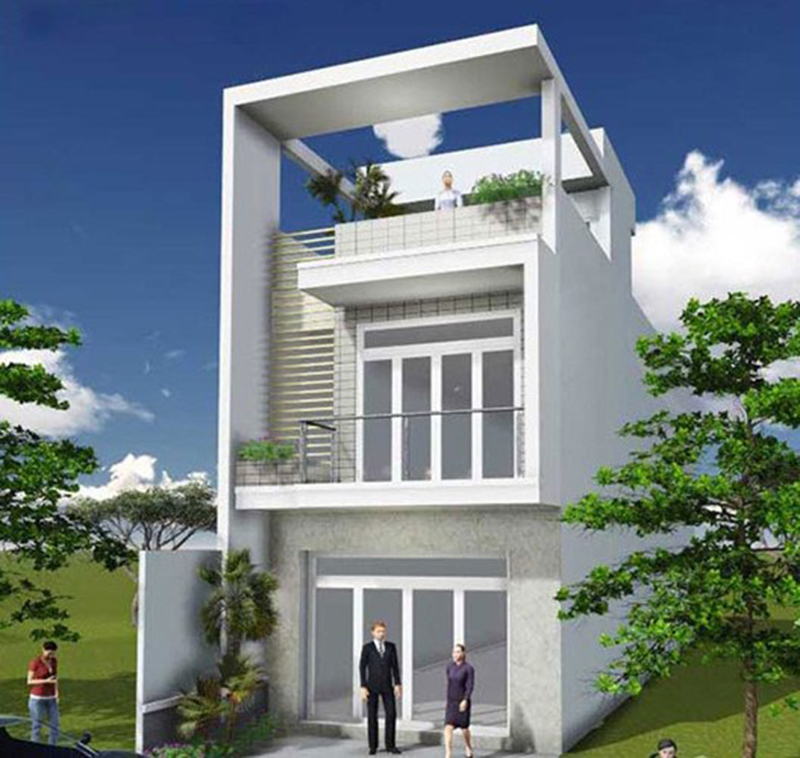 Mẫu nhà 2 tầng 1 tum
