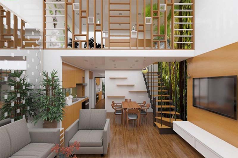 Nhà cấp 4 gác lửng có 2 phòng ngủ