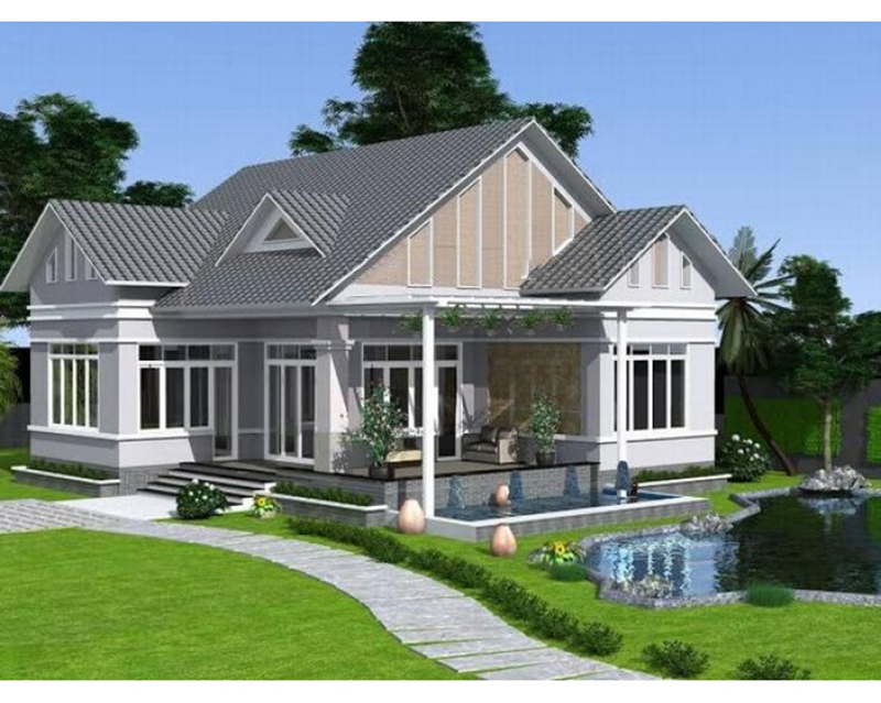 Mẫu nhà cấp 4 mái thái hiện đại 3 phòng ngủ 1 thờ tại Nông Thôn