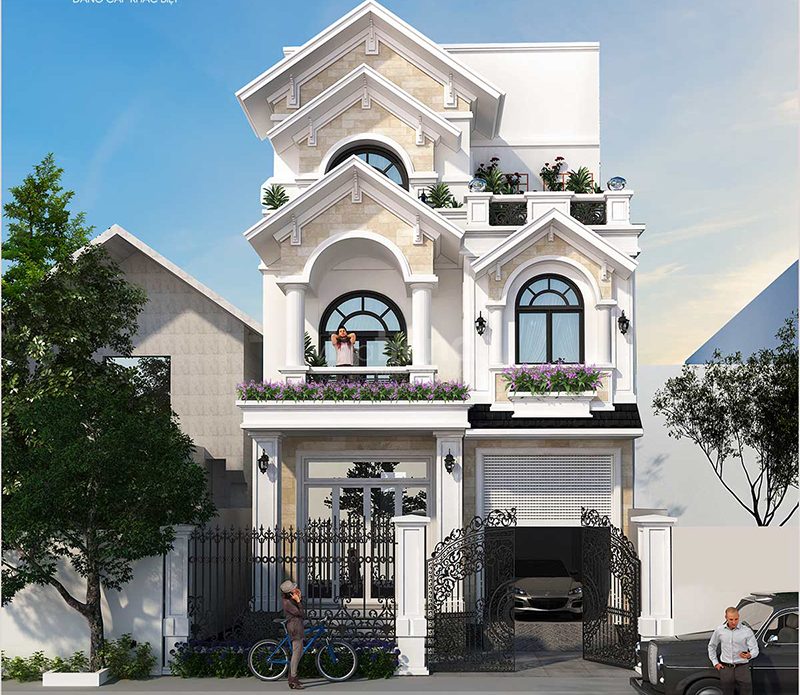 Biệt thự Pháp 3 tầng mái Thái nhẹ nhàng mặt tiền 17m