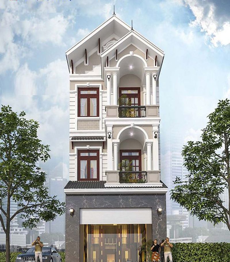 Mẫu biệt thự Pháp 3 tầng mặt tiền 9m