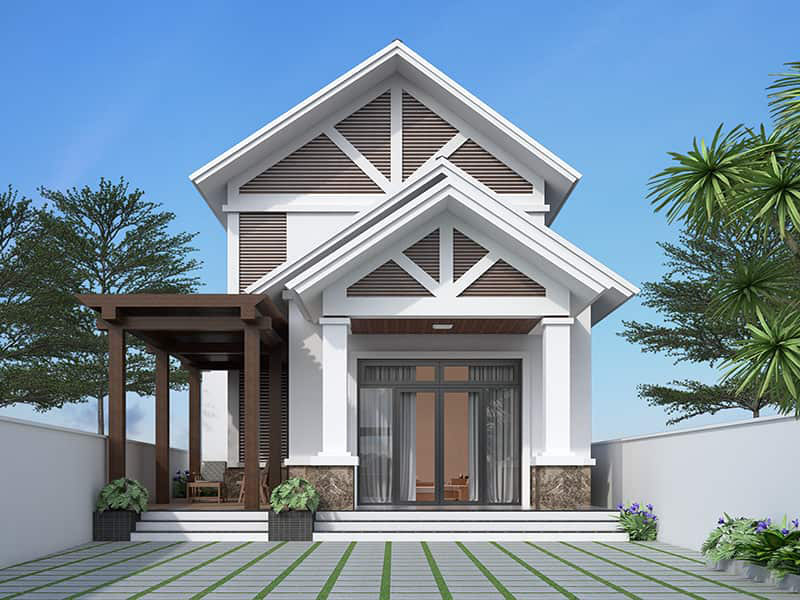 Mẫu thiết kế nhà cấp 4 có mái giật cấp