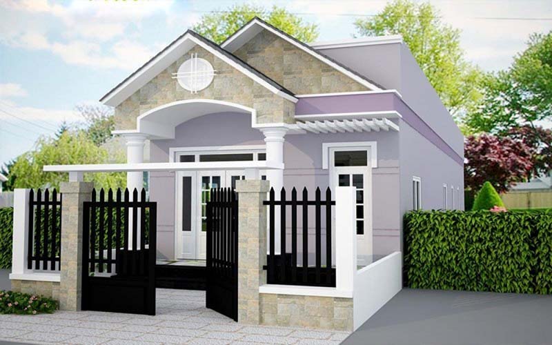 Mẫu thiết kế nhà cấp 4 lợp mái ngói dạng chữ A hiện đại