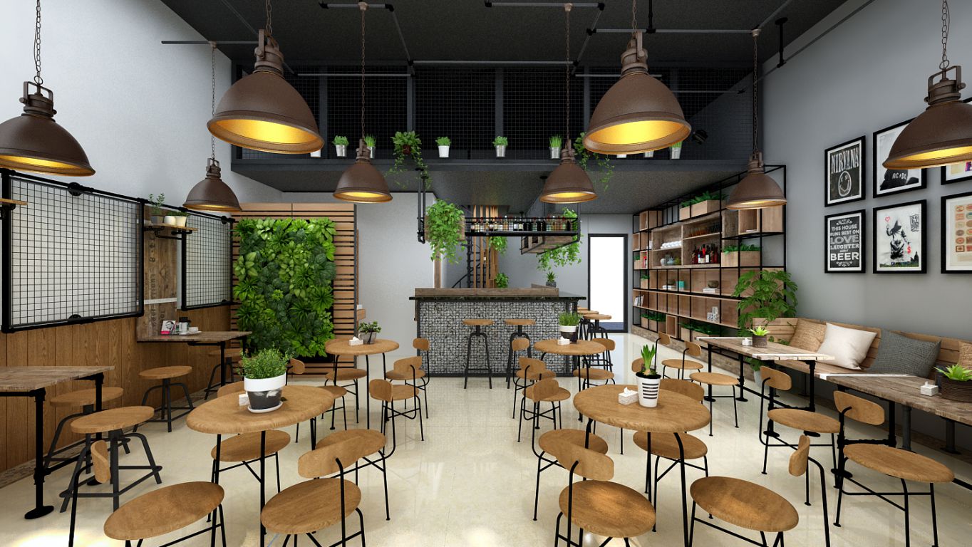 Thiết kế nội thất quán Cafe phong cách công nghiệp - Industrial