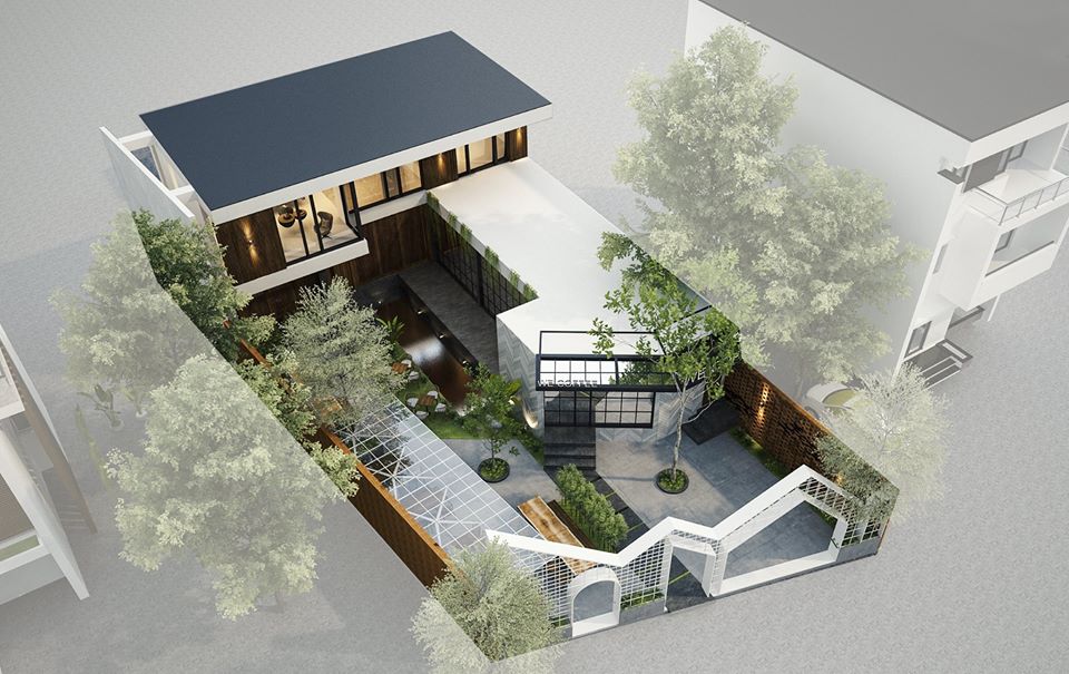 Thiết kế quán cafe sân vườn tại khu biệt thự