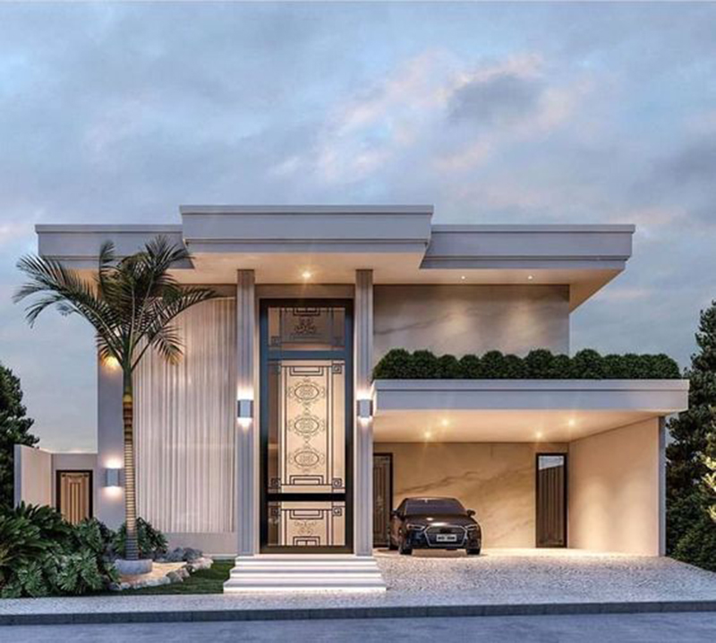 Mẫu thiết kế nhà 2 tầng đẹp mái bằng.
