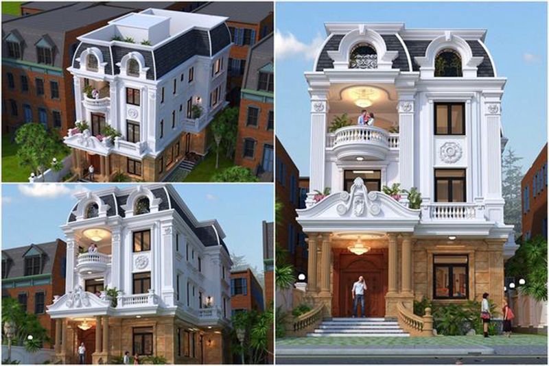 Mẫu thiết kế biệt thự tân cổ điển Pháp 3 tầng 9x15m mái cụp độc đáo