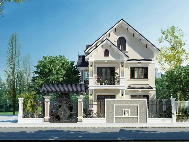 Nhà 2 tầng mái thái hình chữ L