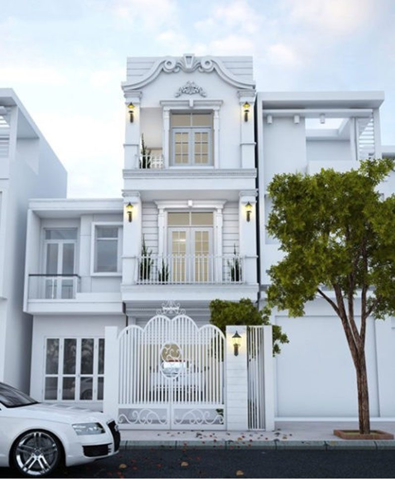 Mẫu nhà ống 3 tầng mặt tiền 3,5m tân cổ điển đẹp