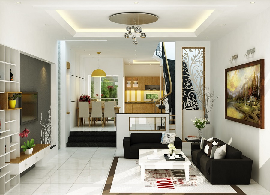 Mẫu thiết kế phòng khách nhà ống 4m