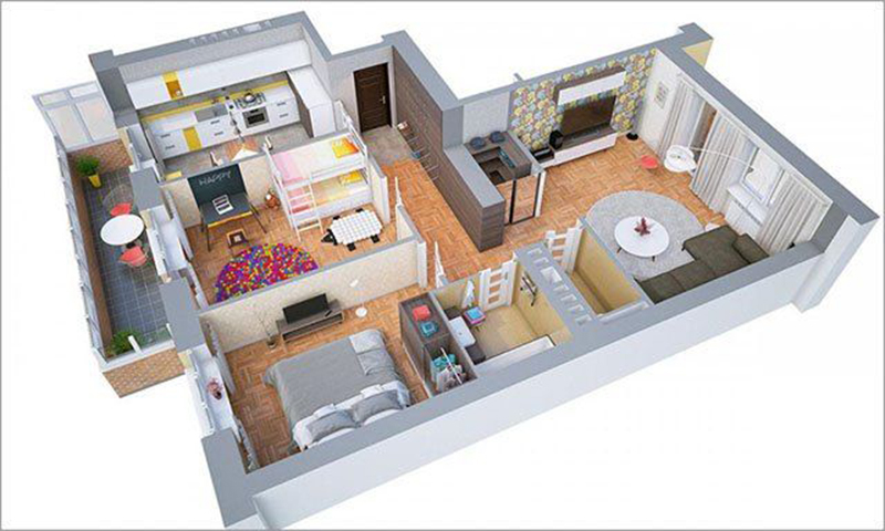 MẪU THIẾT KẾ NỘI THẤT CĂN HỘ CHUNG CƯ 70M2 THEO BẢN VẼ 3D