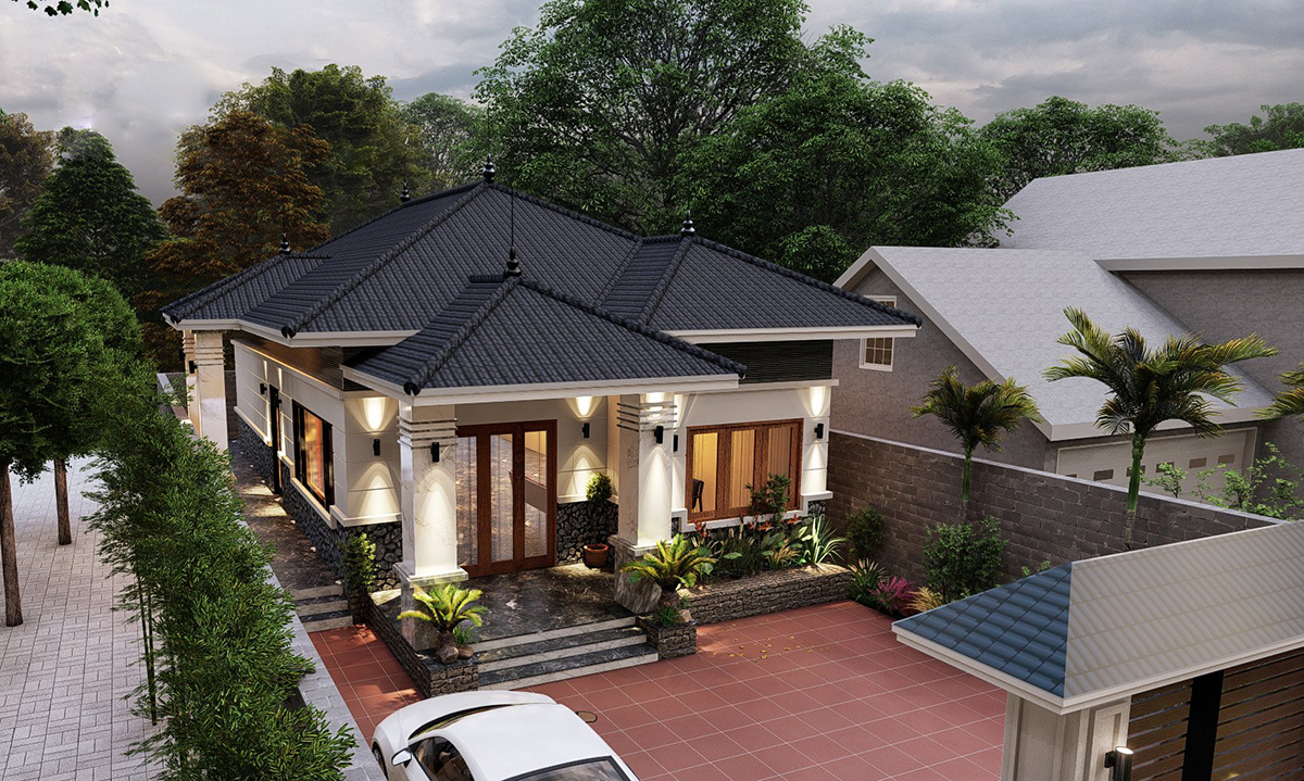 Nhà cấp 4 mái thái ở nông thôn