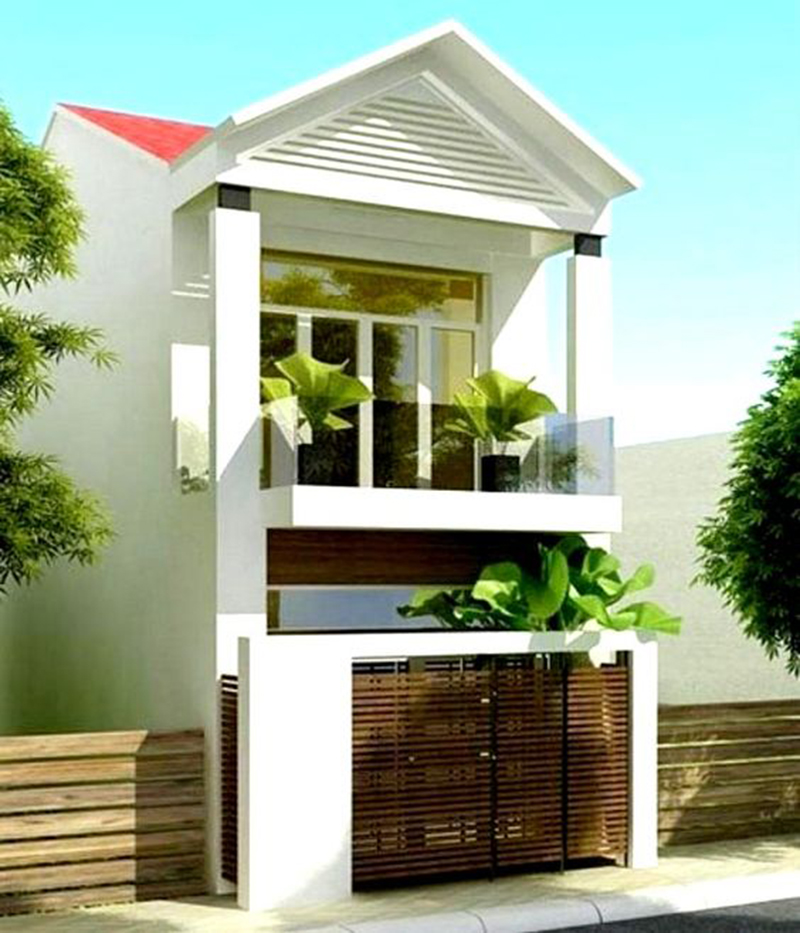 Mẫu nhà ống 2 tầng đẹp với mái ngói