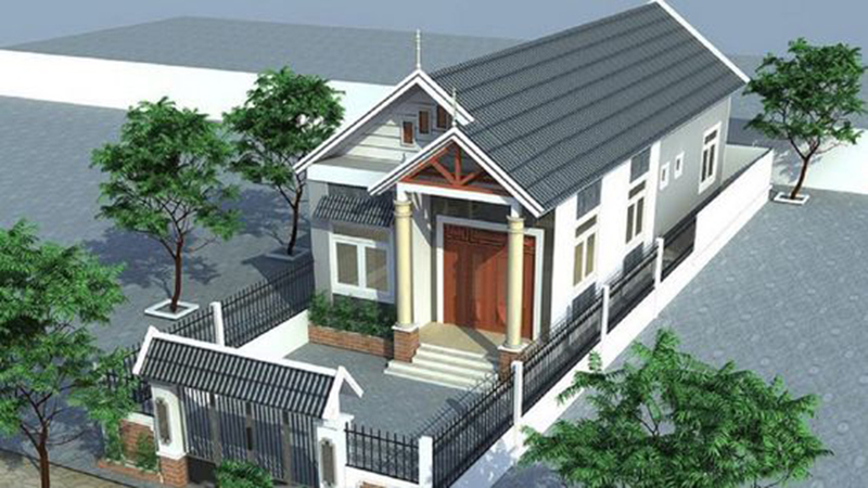 Mẫu nhà ống cấp 4 với mái tôn