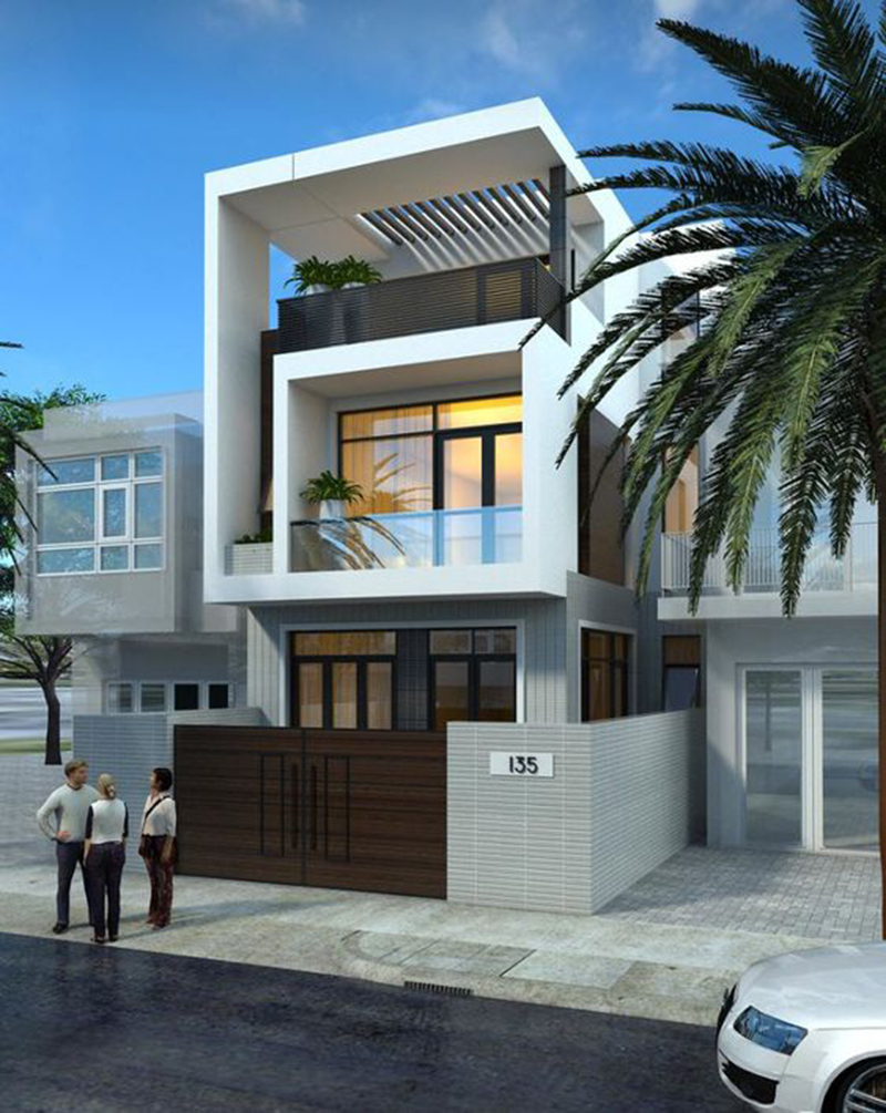 Thiết kế nhà phố theo phong cách thiết kế cổ điển 3 tầng 1 tum