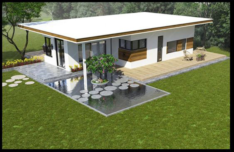 Mẫu nhà vườn đẹp hiện đại với mái bằng