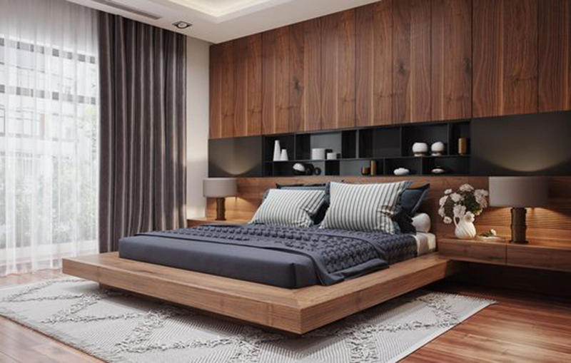 Chất liệu gỗ làm chủ đạo trong ý tưởng thiết kế nội thất căn hộ 65m2 2 phòng ngủ