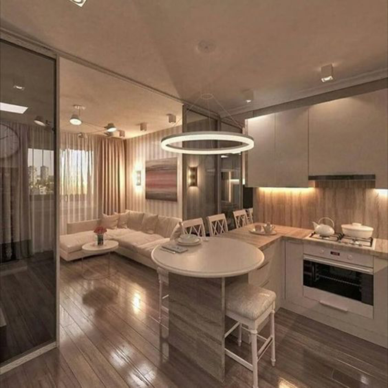 Phòng khách nối liền phòng ăn sử dụng vách ngăn