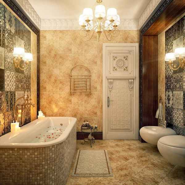 Mẫu thiết kế nội thất phòng tắm phong cách cổ điển