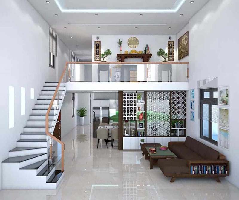 Nhà cấp 4 gác lửng có phòng thờ
