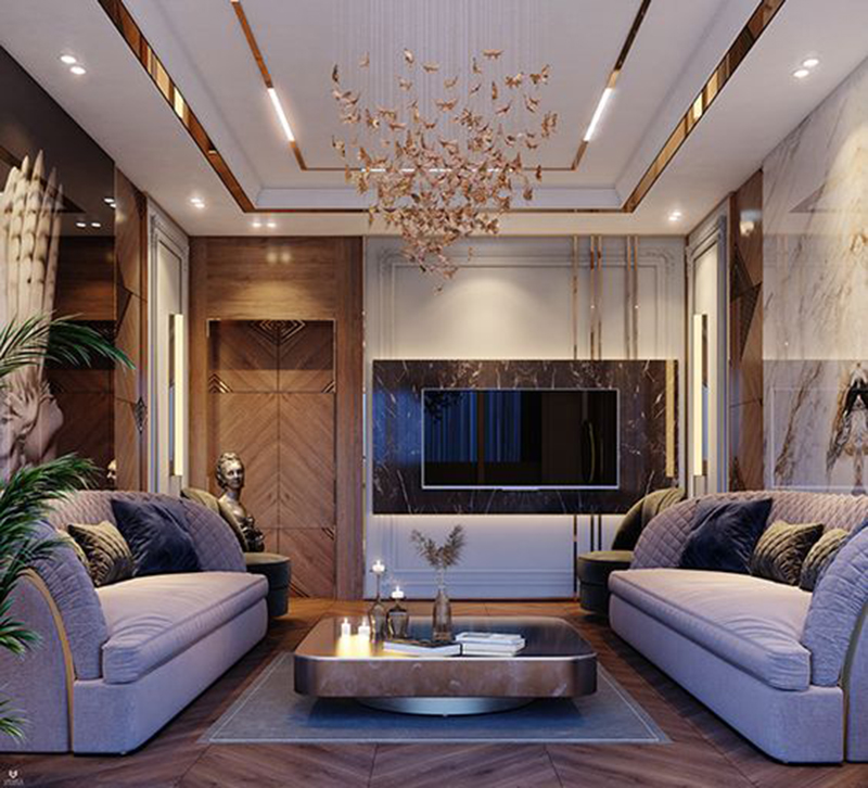 Phòng khách tân cổ điển đơn giản