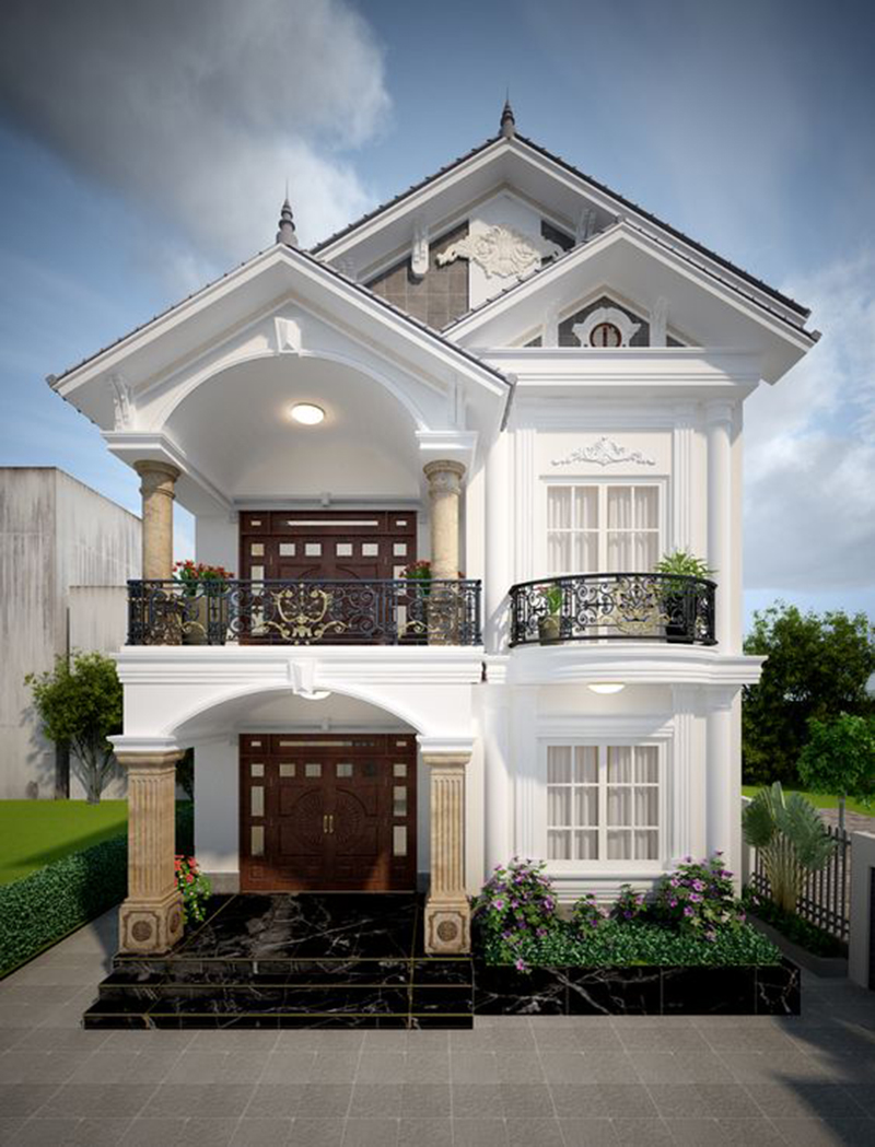 Thiết kế biệt thự hiện đại 2 tầng mái Thái