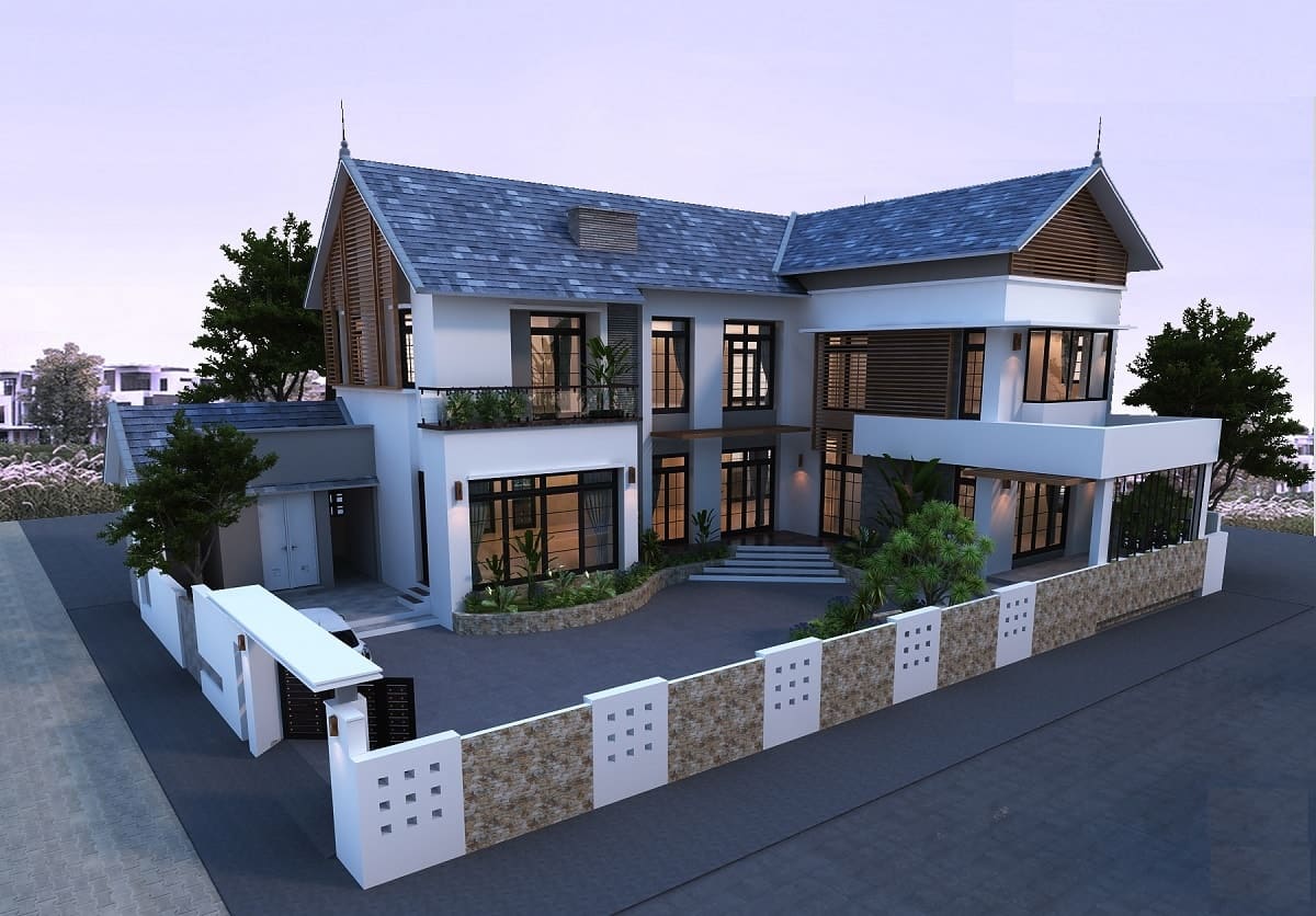 KINH NGHIỆM XÂY NHÀ 2 TẦNG MÁI THÁI MẶT TIỀN 8M