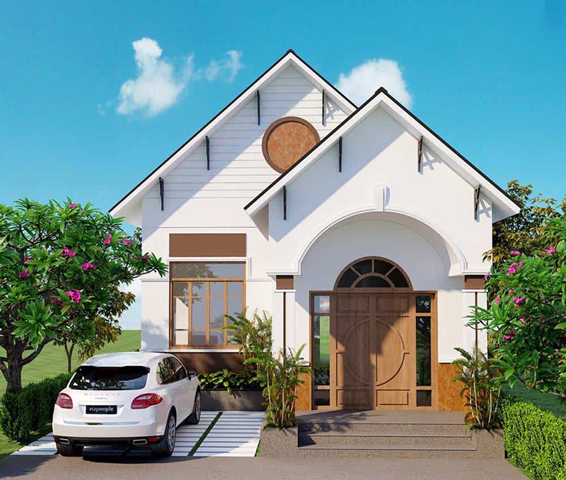 Biệt thự cấp 4 đẹp mái thái có gác lửng 3 phòng ngủ