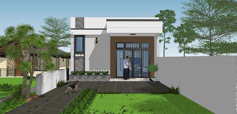 Mẫu nhà cấp 4 đẹp 100m2 có gác lửng 2 hoặc 3 phòng ngủ