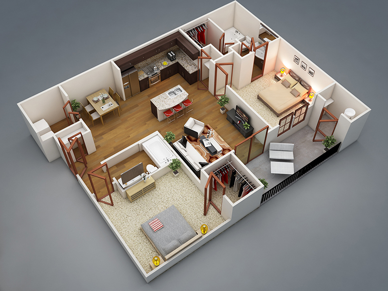 Mẫu nhà cấp 4 2 phòng ngủ 1 phòng khách sang trọng