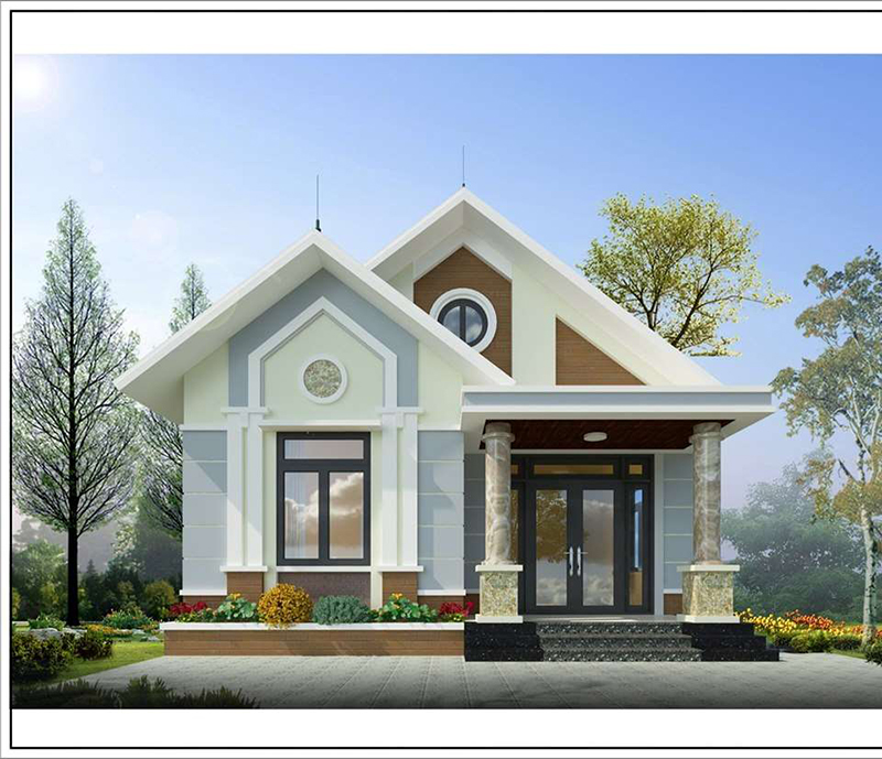 Nhà cấp 4 mái thái có gác lửng 3 phòng ngủ