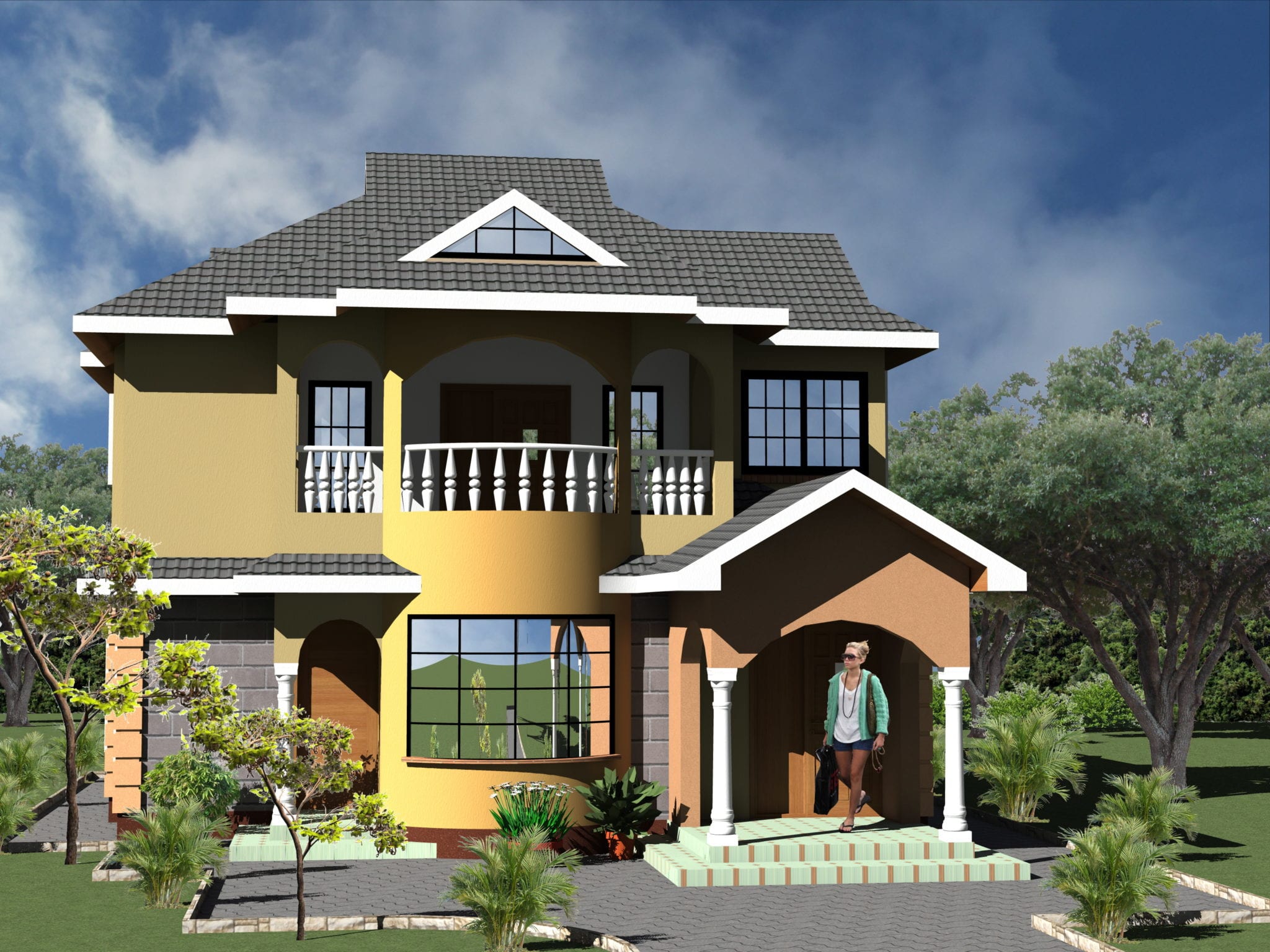 Thiết kế nhà 2 tầng mái thái kiểu Châu Âu