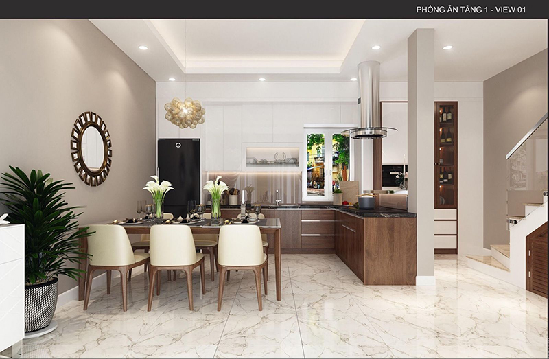Thiết kế phòng bếp nhà cấp 4 mái thái chữ L