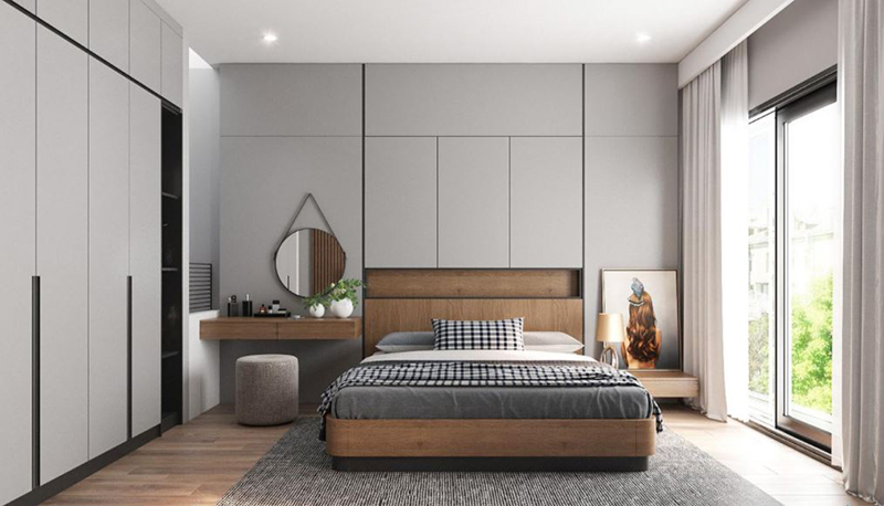 Thiết kế phòng ngủ nhà cấp 4 mái thái chữ L