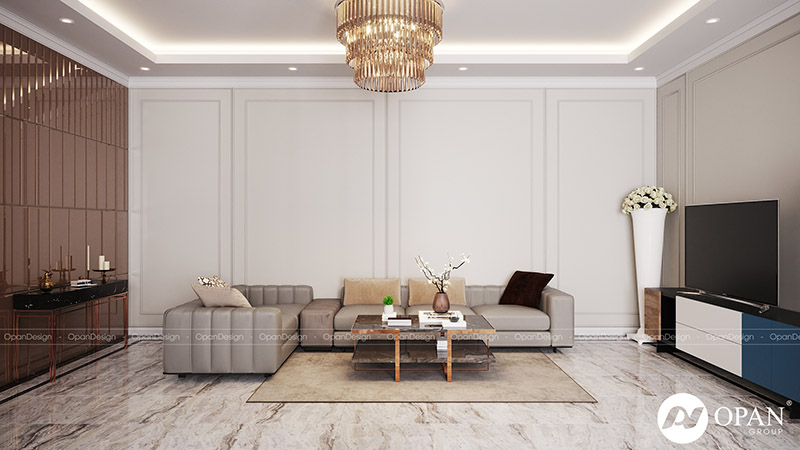 Thiết kế nội thất nhà phố chú Dương hạng mục phòng khách